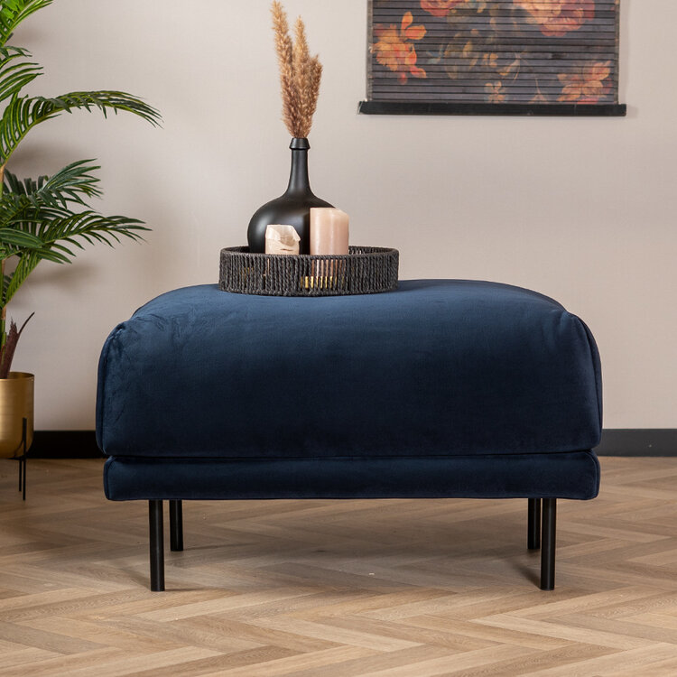 Hocker Denver velvet blauw