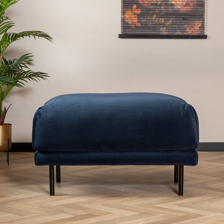Hocker Denver velvet blauw