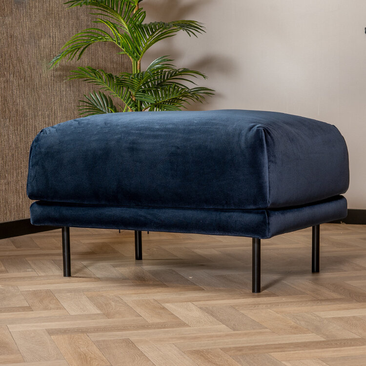 Hocker Denver velvet blauw