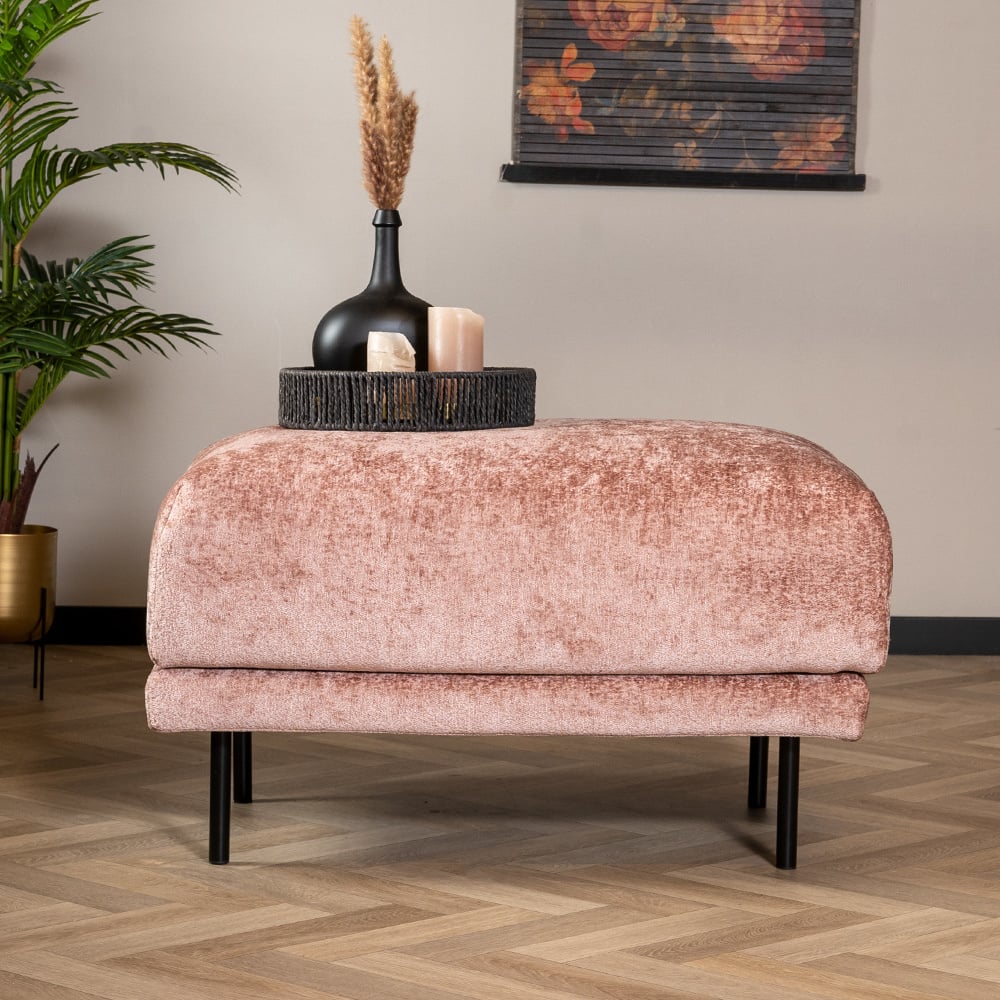 Hocker Denver roze stof chenille