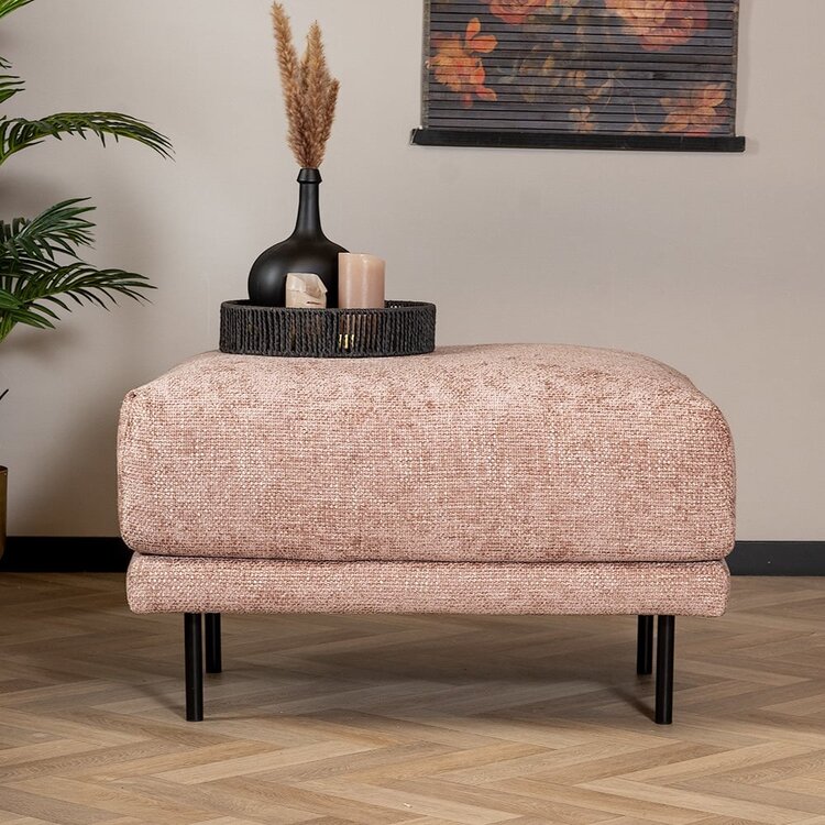 Hocker Denver stof chenille roze