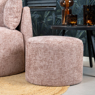 Poef Feline chenille stof roze