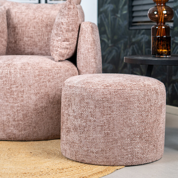 Poef Feline chenille stof roze