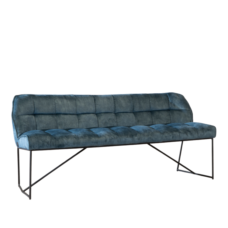 Velvet eetkamerbank Janna blauw 185 cm