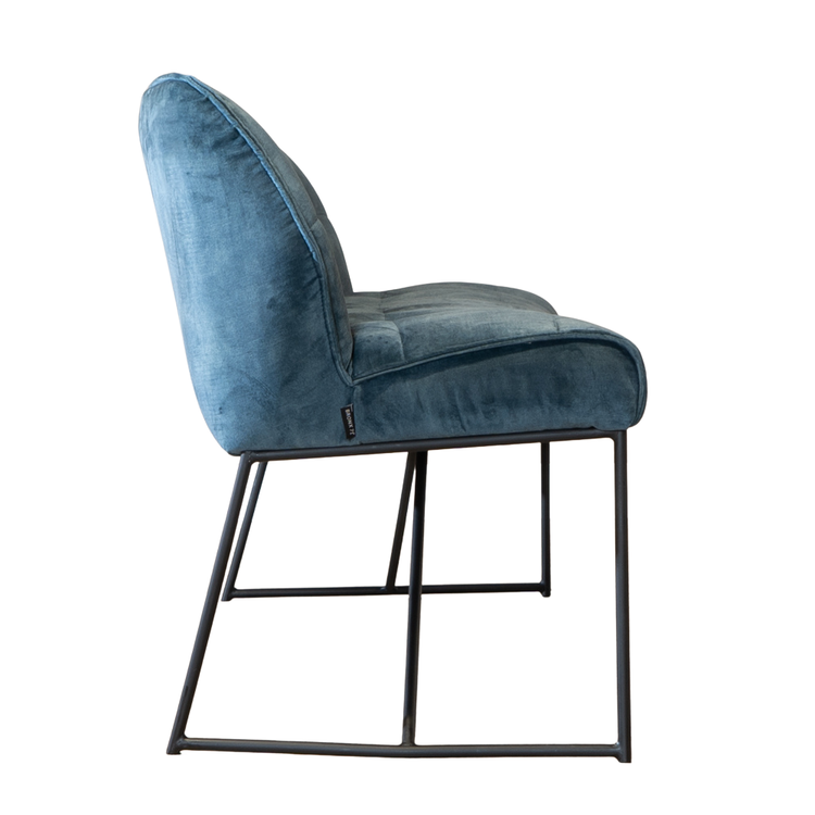 Velvet eetkamerbank Janna blauw 185 cm