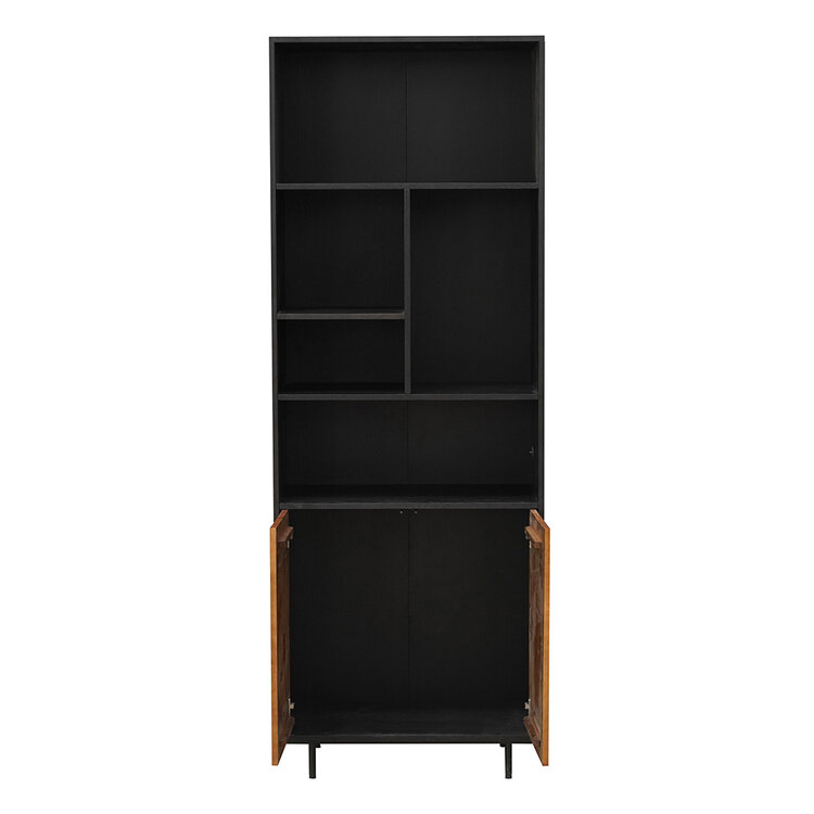 Wandkast Bradley zwart/rustiek eiken 80x220 cm