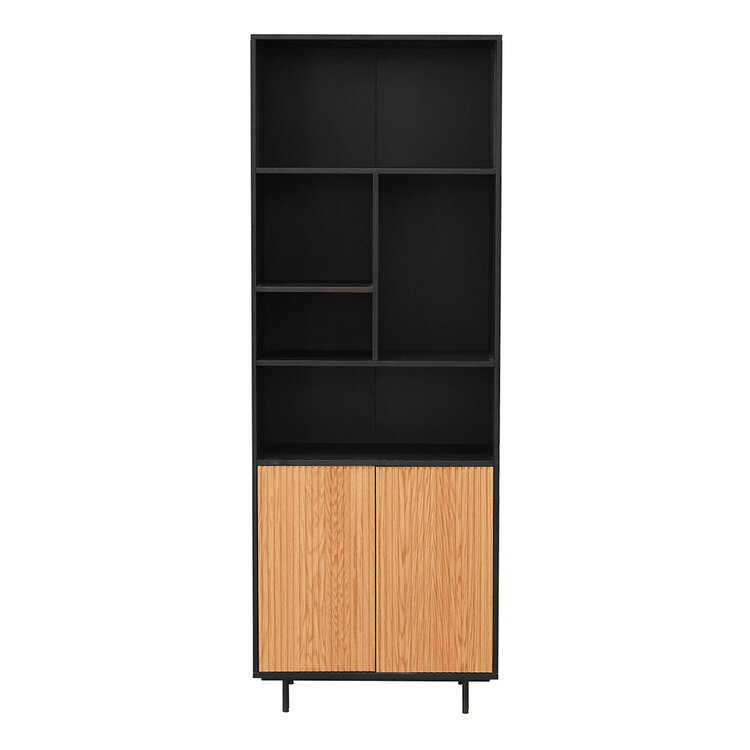 Wandkast Bradley zwart/blank eiken 80x220 cm