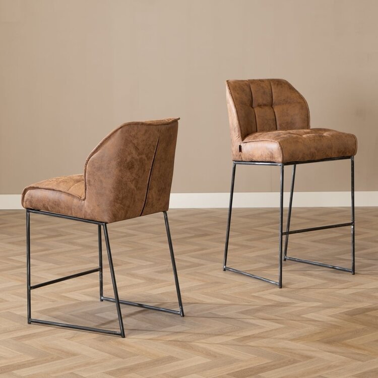 Industriële barkruk Abel cognac 70 cm