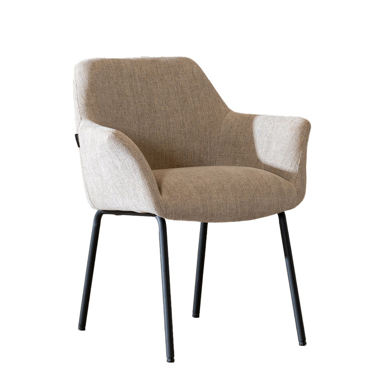 Scandinavische eetkamerstoel Sten gerecyclede stof taupe