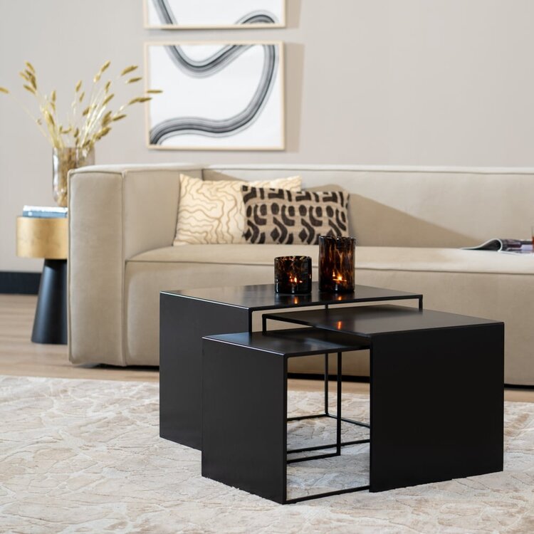 Bijzettafel Bianca metaal zwart 37 cm hoog