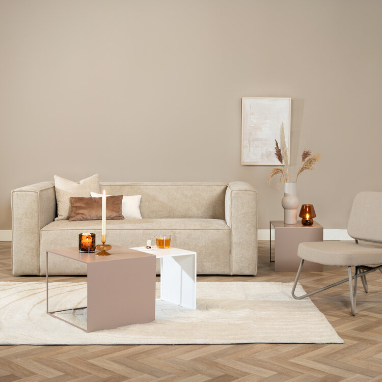 Bijzettafel Bianca metaal taupe 37 cm hoog