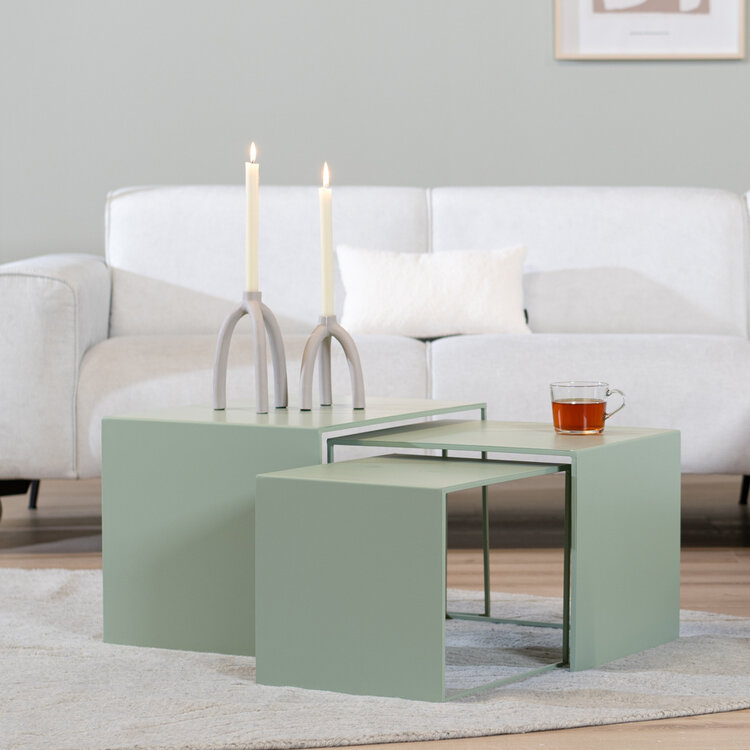 Bijzettafel Lucia metaal lichtgroen 34 cm hoog