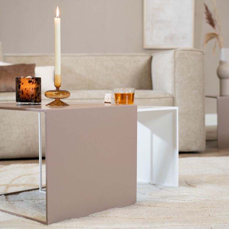 Bijzettafel Lucia metaal taupe 34 cm hoog