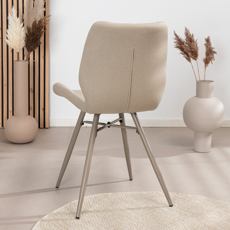 Scandinavische eetkamerstoel Jena taupe gerecyclede stof