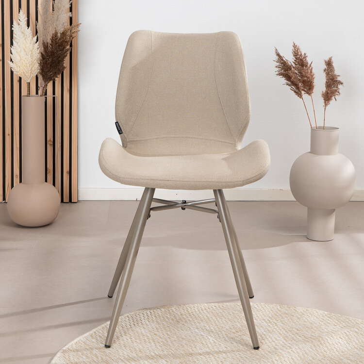 Scandinavische eetkamerstoel Jena taupe gerecyclede stof