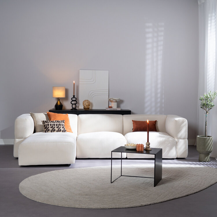 Scandinavische hoekbank Karla off white links 3-zits