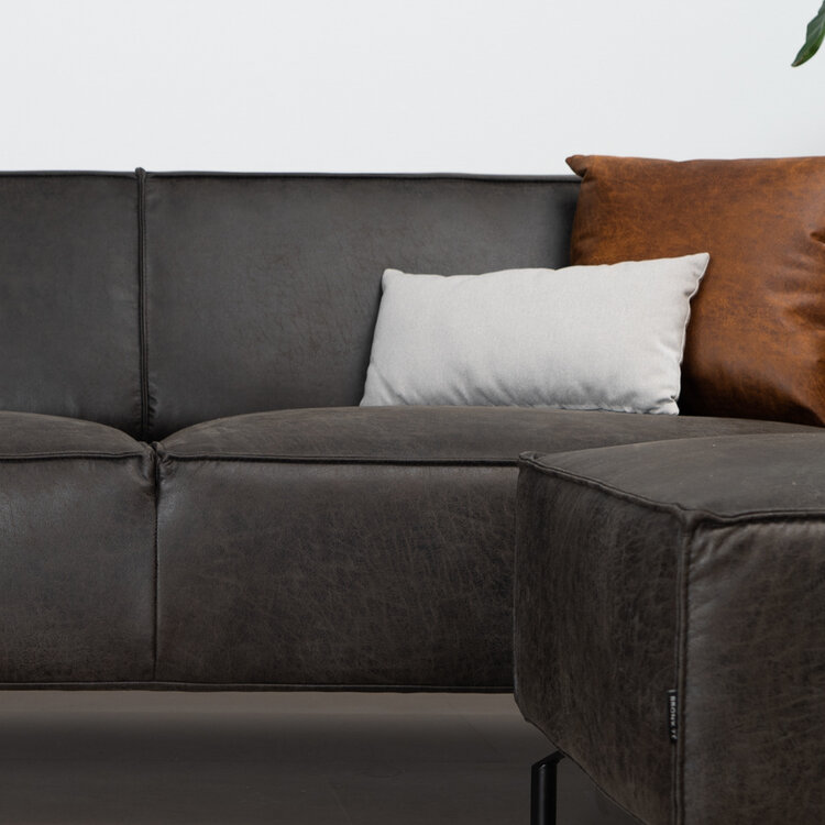 Industriële bank 3-zits Kansas eco-leer antraciet