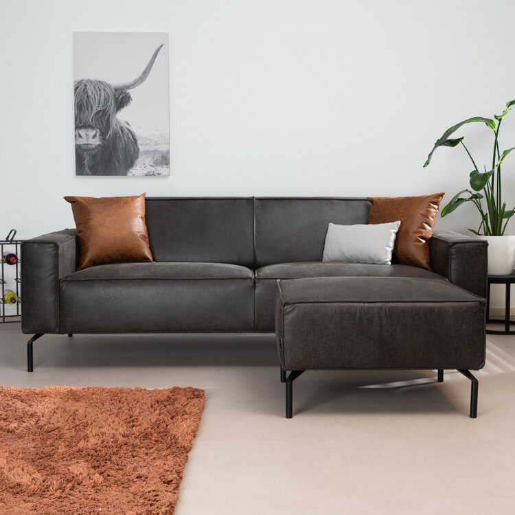 Industriële bank 3-zits Kansas eco-leer antraciet