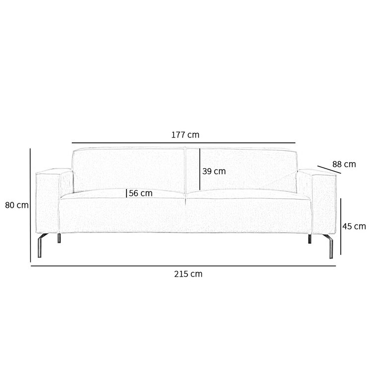 Industriële bank 3-zits Kansas eco-leer antraciet