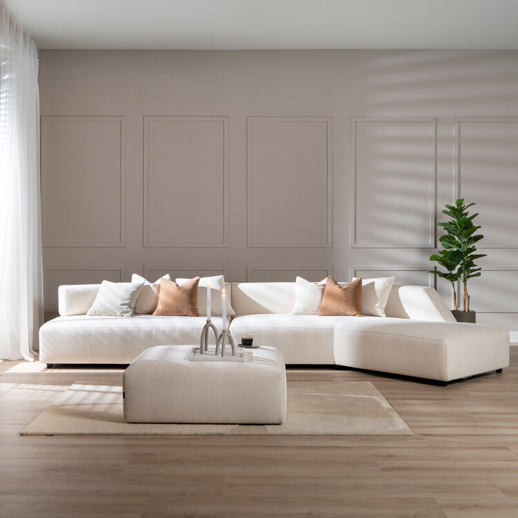 Scandinavische hoekbank July off white rechts