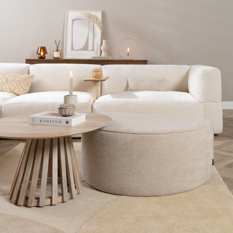 Hocker Lune halve maan chenille beige