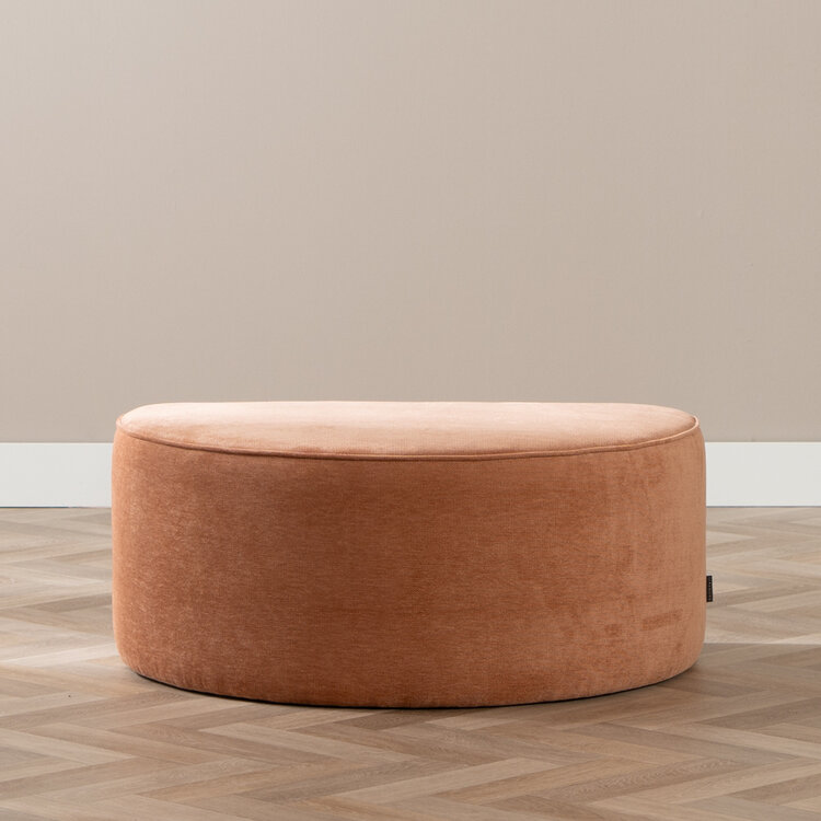 Hocker Neso halve maan stof gemêleerd terracotta