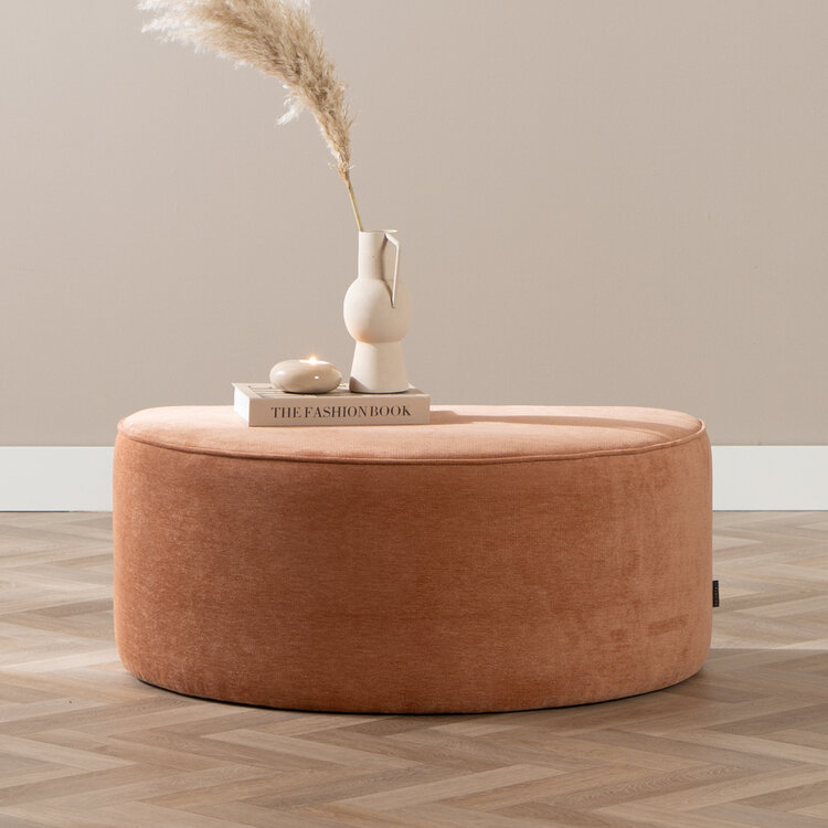 Hocker Neso halve maan stof gemêleerd terracotta