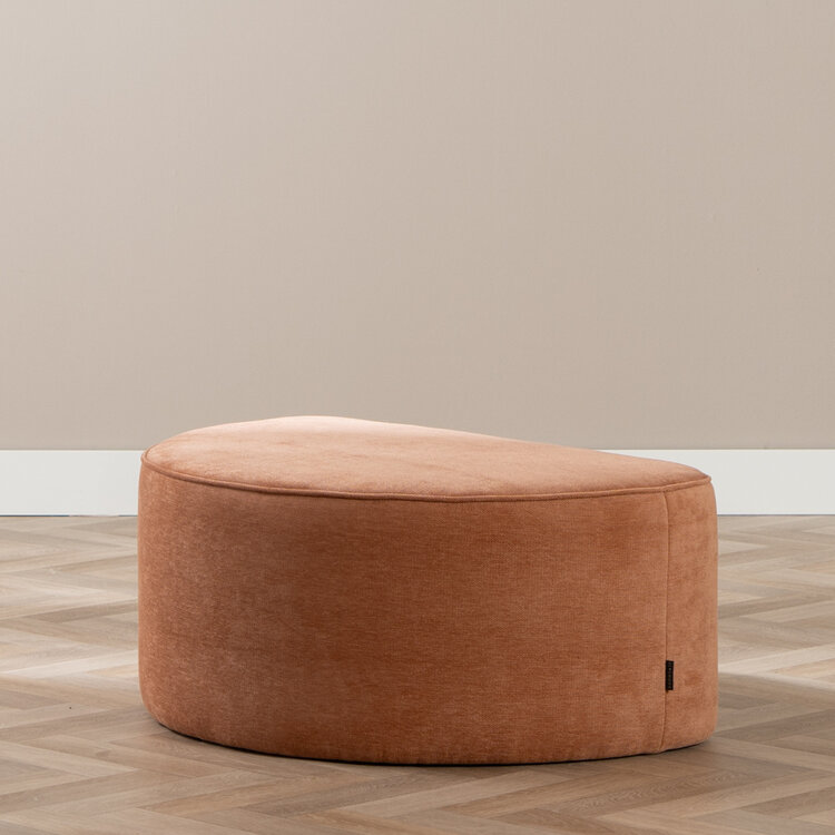 Hocker Neso halve maan stof gemêleerd terracotta
