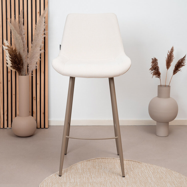 Scandinavische barkruk Maud gerecyclede stof off white 74 cm