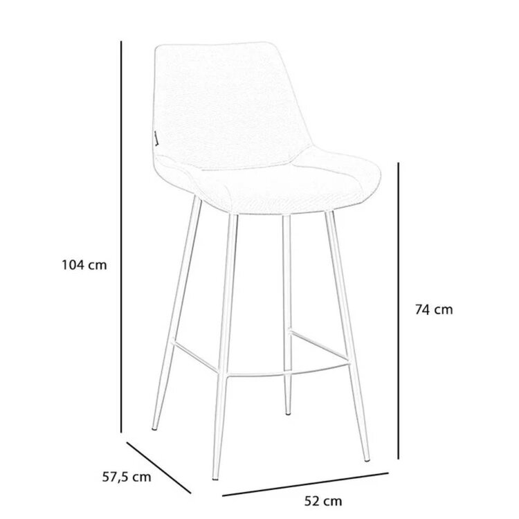 Scandinavische barkruk Maud gerecyclede stof off white 74 cm