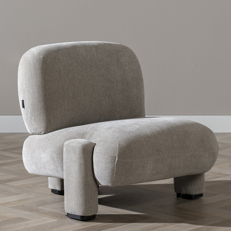 Scandinavische fauteuil Louise chenille taupe