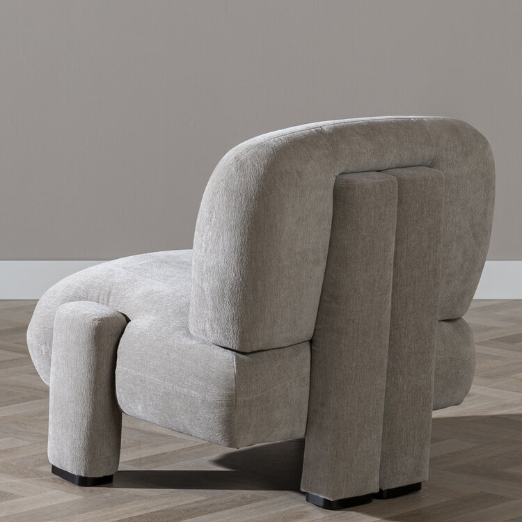 Scandinavische fauteuil Louise chenille taupe