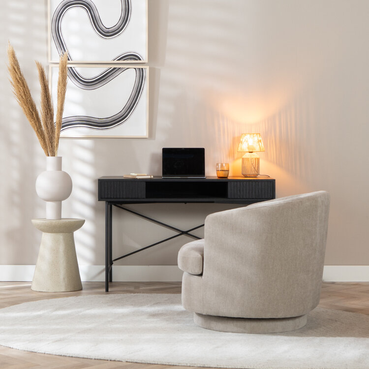 Scandinavische fauteuil Valerie draaibaar chenille taupe