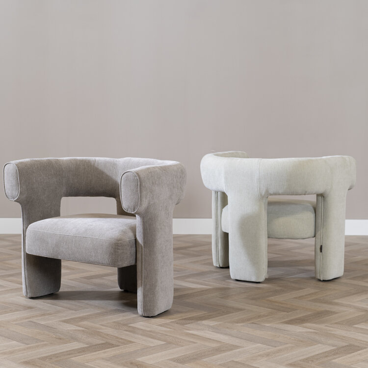 Scandinavische fauteuil Bibi chenille taupe