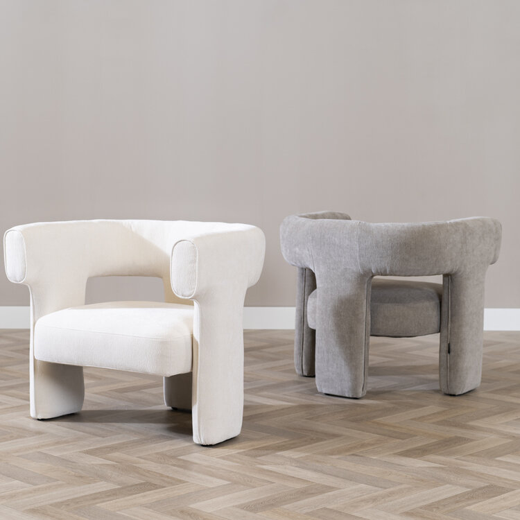 Scandinavische fauteuil Bibi chenille off white