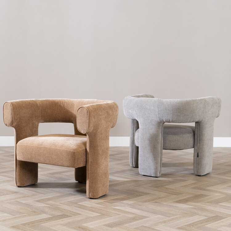 Scandinavische fauteuil Bibi chenille terracotta