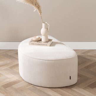 Hocker Neso halve maan stof gemêleerd beige