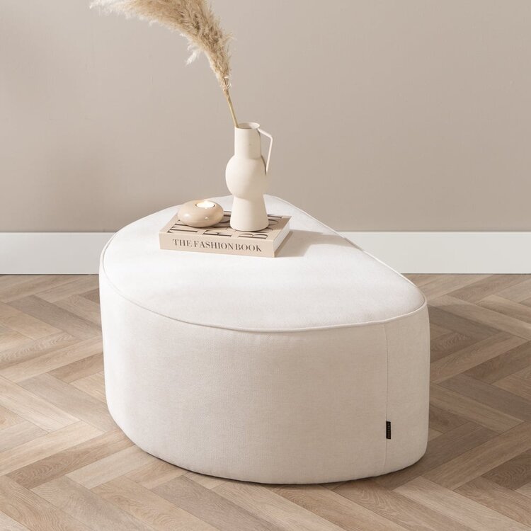 Hocker Neso halve maan stof gemêleerd beige