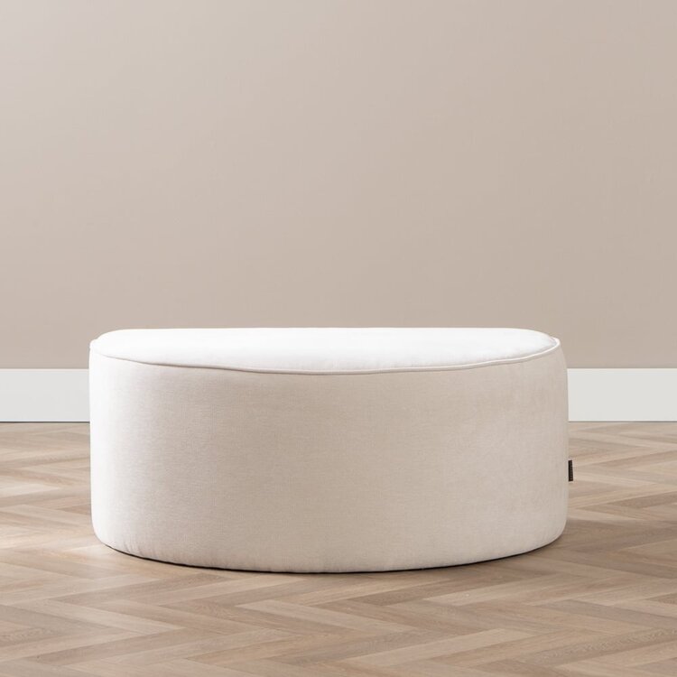 Hocker Neso halve maan stof gemêleerd beige