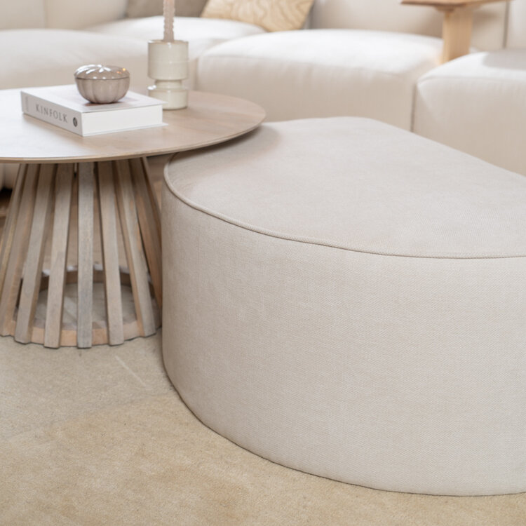 Hocker Neso halve maan stof gemêleerd beige
