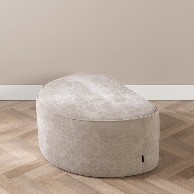 Hocker Neso halve maan stof gemêleerd taupe