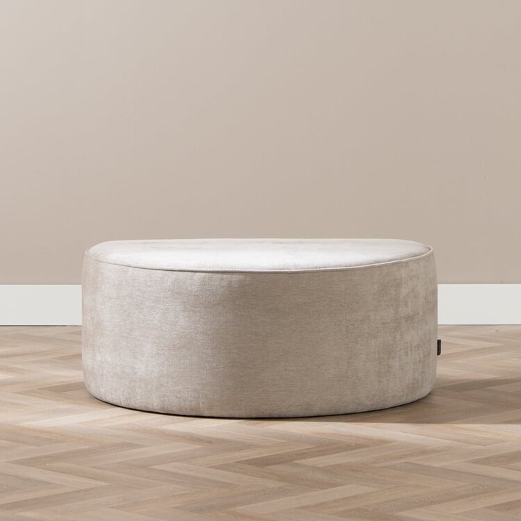 Hocker Neso halve maan stof gemêleerd taupe