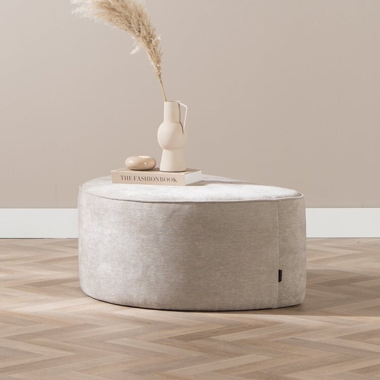 Hocker Neso halve maan stof gemêleerd taupe