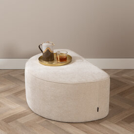 Hocker Lune halve maan chenille beige