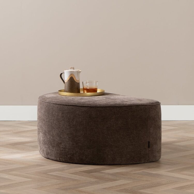 Hocker Lune halve maan chenille bruin