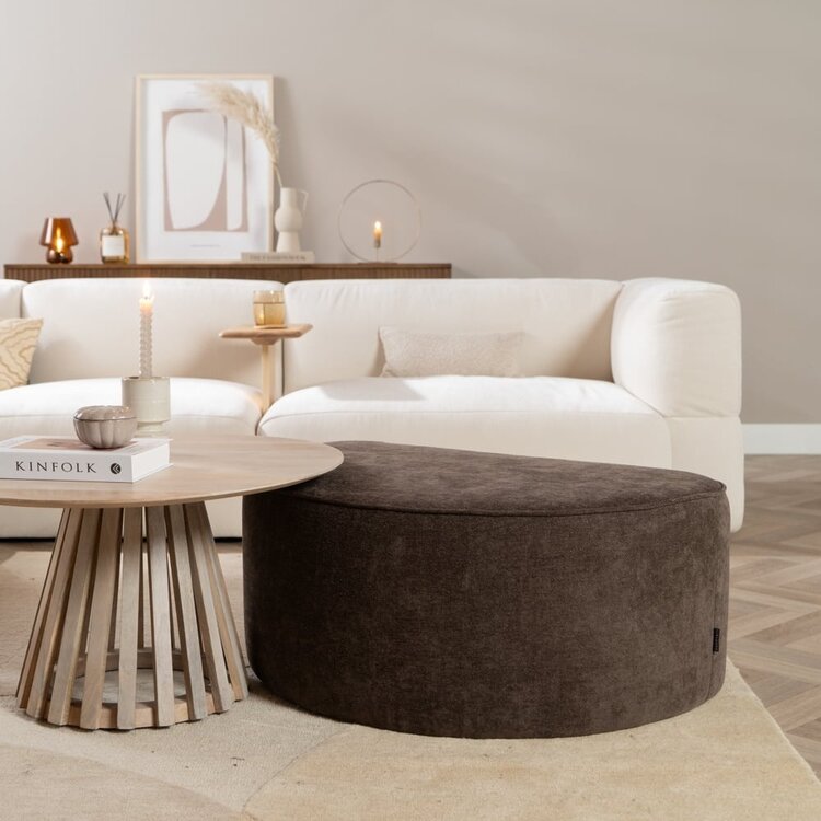 Hocker Lune halve maan chenille bruin