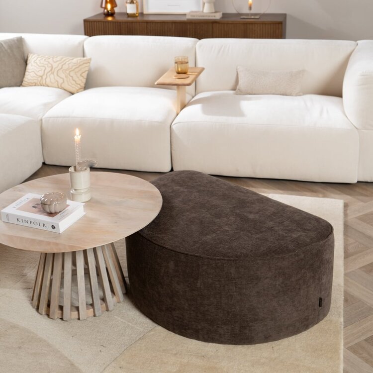 Hocker Lune halve maan chenille bruin