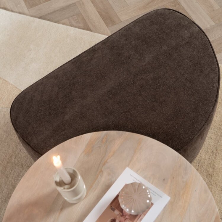 Hocker Lune halve maan chenille bruin