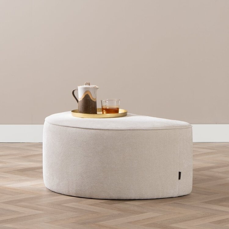 Hocker Lune halve maan chenille off white