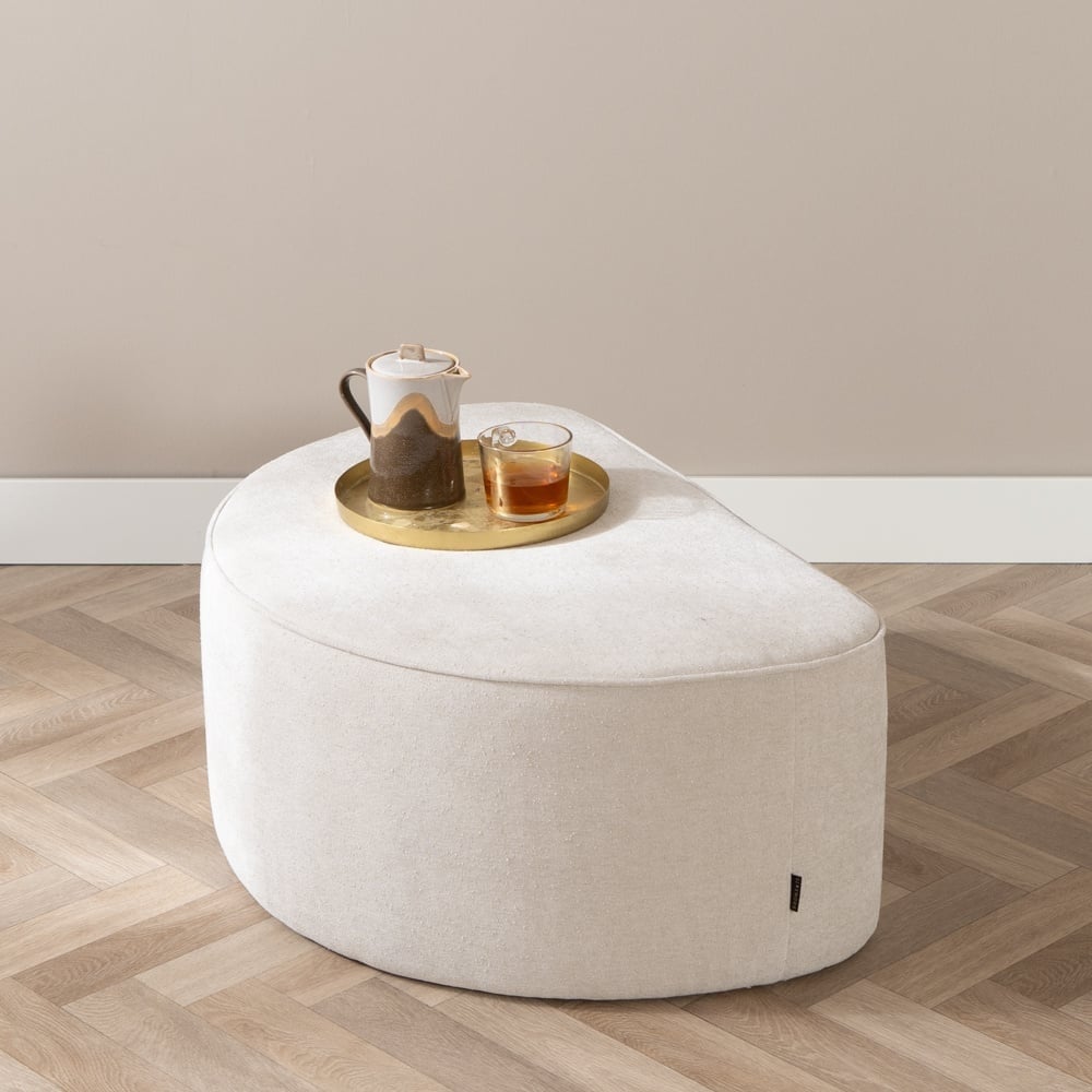Hocker Lune halve maan chenille off white